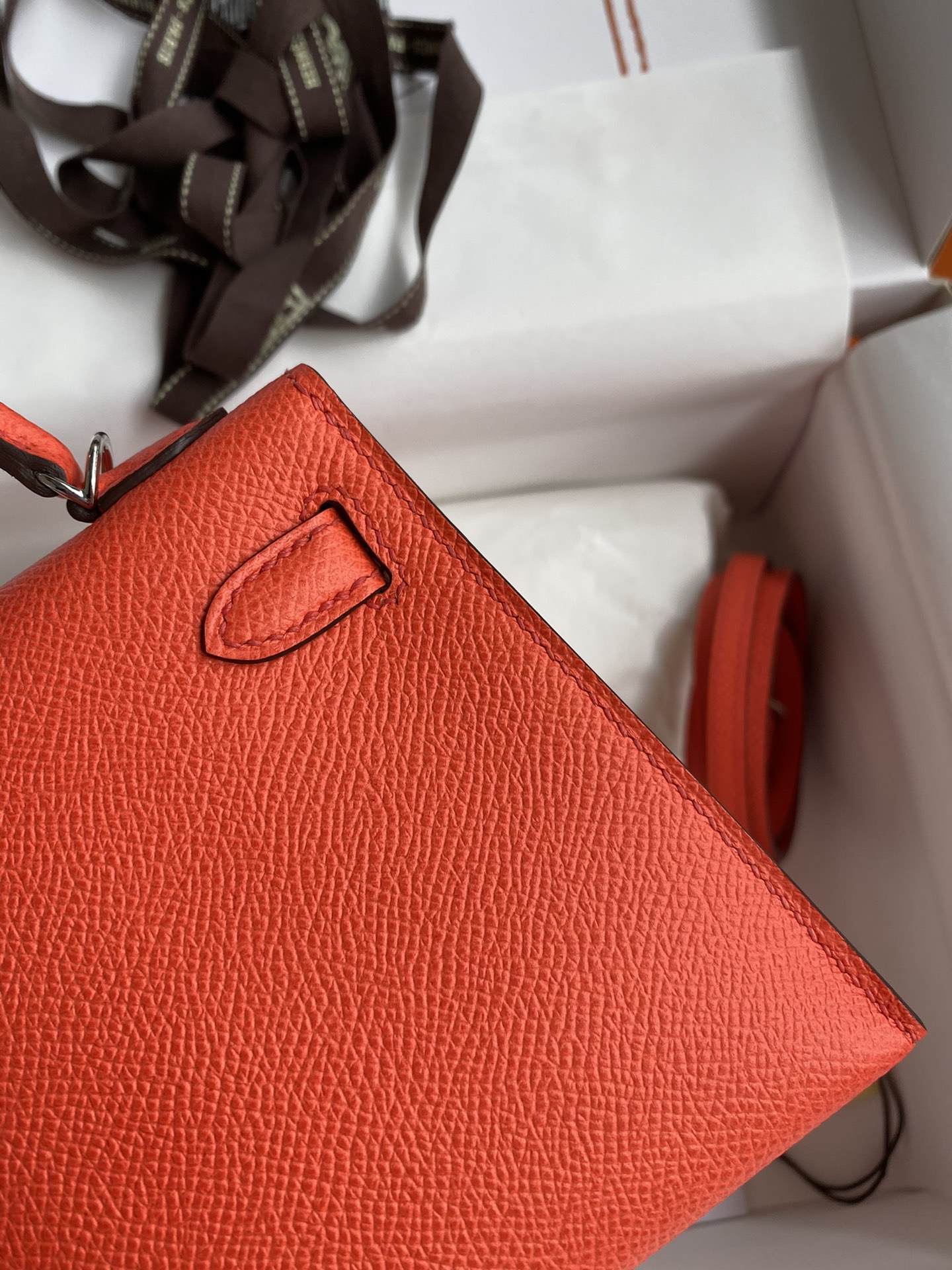 Hermes Kelly Mini II Bag 19CM In Feu Orange Epsom Leather